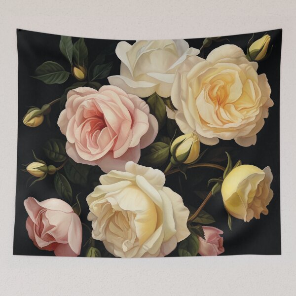 Item preview, Pink pastel roses on black background designed and sold by zedvonzee.