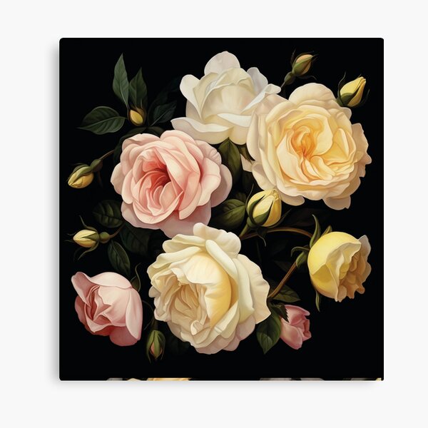Item preview, Pink pastel roses on black background designed and sold by zedvonzee.