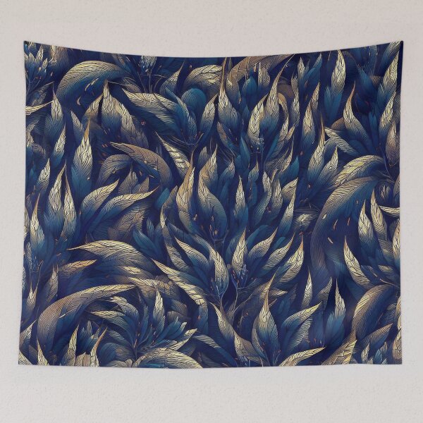 Item preview, Sapphire gold feathers pattern designed and sold by TomFrontierArt.