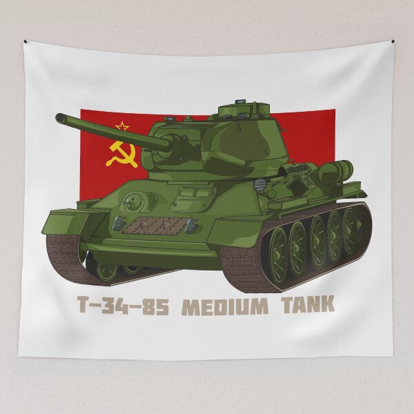 Item preview, T-34 85 Russian Medium Tank Soviet Flag designed and sold by MilitaryMart.