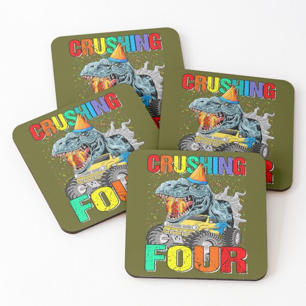 Item preview, Crushing Four Birthday Monster Truck Dinosaur 	 	 designed and sold by esoyeyoz36.