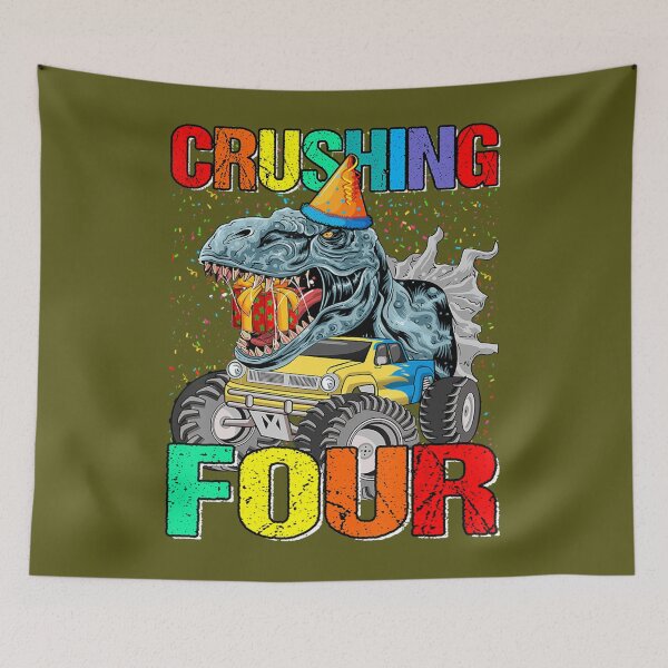 Item preview, Crushing Four Birthday Monster Truck Dinosaur 	 	 designed and sold by esoyeyoz36.