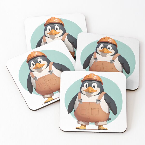 Item preview, Skillful penguin construction worker with helmet designed and sold by ioto-visuals.