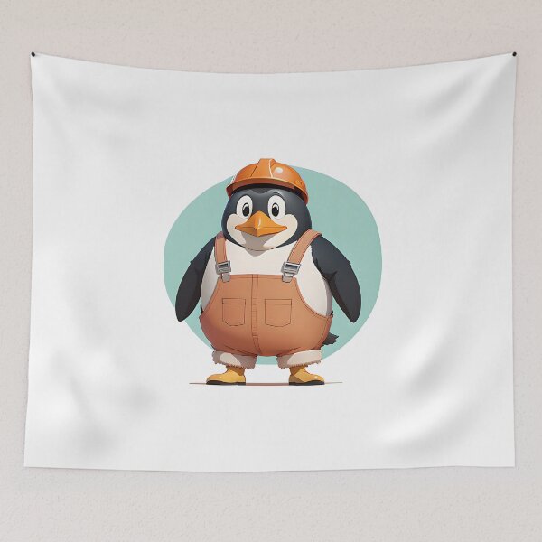Item preview, Skillful penguin construction worker with helmet designed and sold by ioto-visuals.