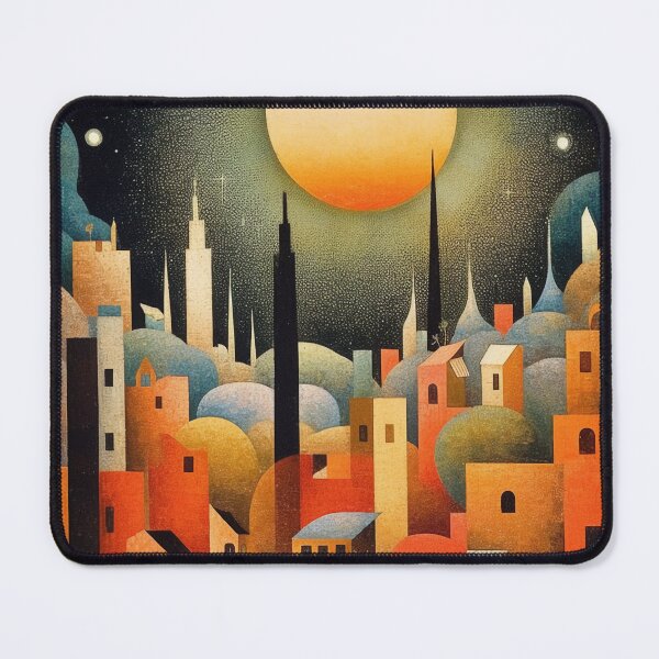 Item preview, A Painting Of A Sky With An Orange City In It, In The Style Of Art Deco Designer designed and sold by GiveMeMood.