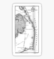 Vintage Map of The Outer Banks (1862) BW Sticker