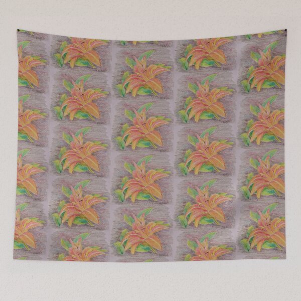 Item preview, Hemerocallis - Daylily - Wax Crayon Painting designed and sold by lezvee.