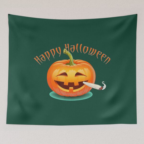 Item preview, Stoned Jack o' Lantern Smoking a Joint Happy Halloween 	 	 designed and sold by cpdgrpxhg51.