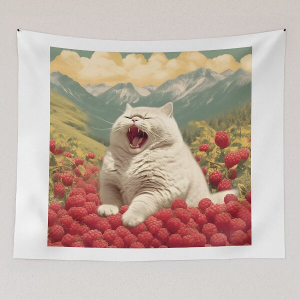 Item preview, Berrylicious Retro Whiskers: Kitschy Cats and Sweet Berries designed and sold by KittyStampedeCo.