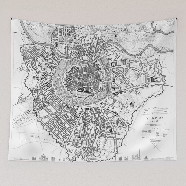 Item preview, Vintage Map of Vienna Austria (1833) BW designed and sold by BravuraMedia.