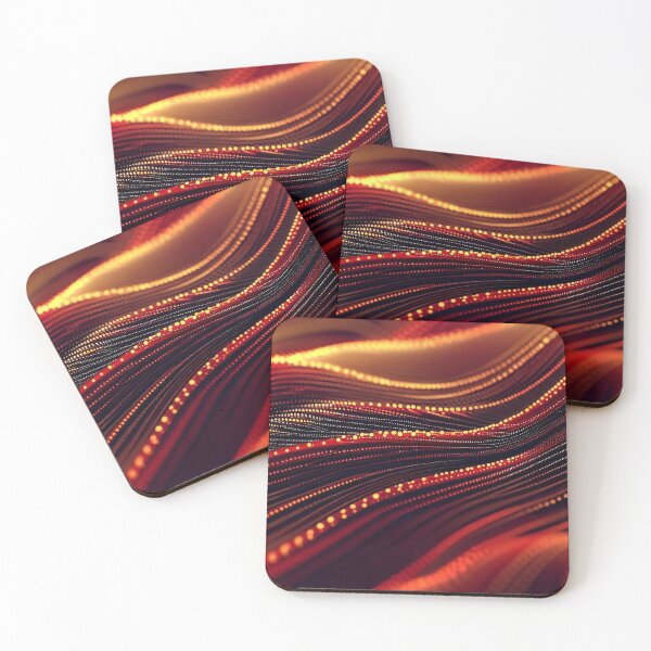 Item preview, Red and amber glowing lines and dots abstract pattern designed and sold by TomFrontierArt.