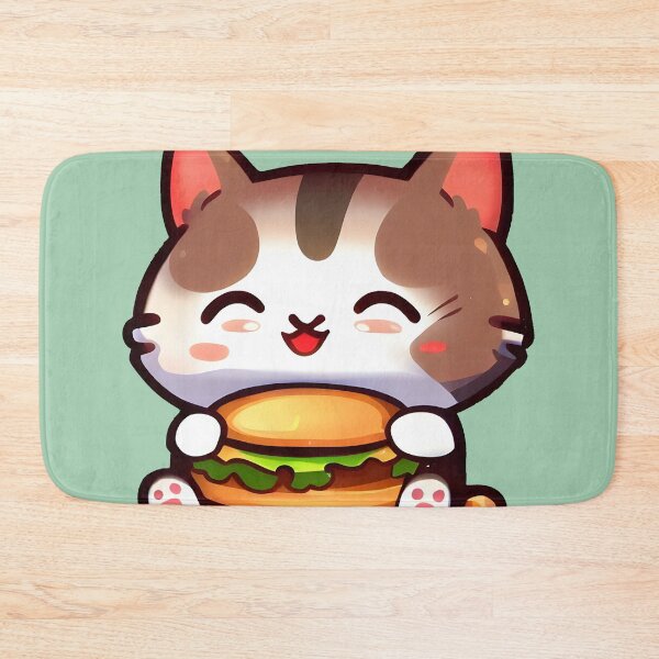 Item preview, a cute cat holding a burger designed and sold by unepommedeterre.
