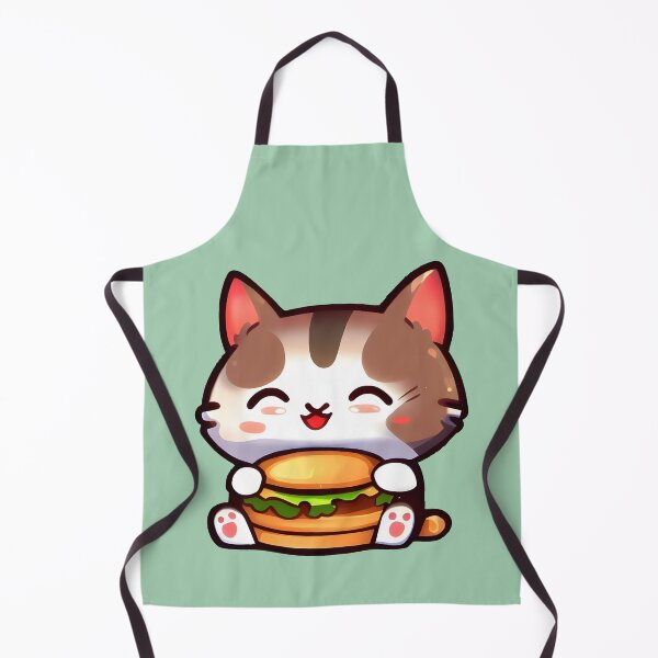 Item preview, a cute cat holding a burger designed and sold by unepommedeterre.