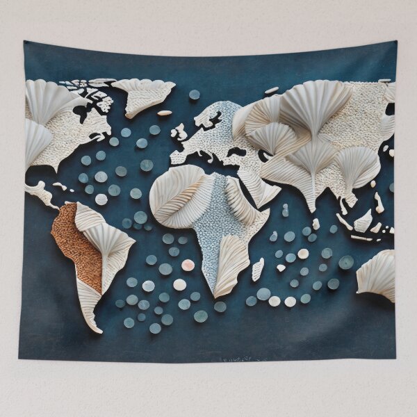 Item preview, World Map Sea Shell Countries designed and sold by Map4U.