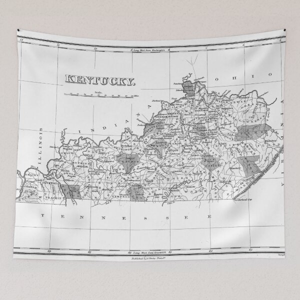 Item preview, Vintage Map of Kentucky (1827) BW designed and sold by BravuraMedia.