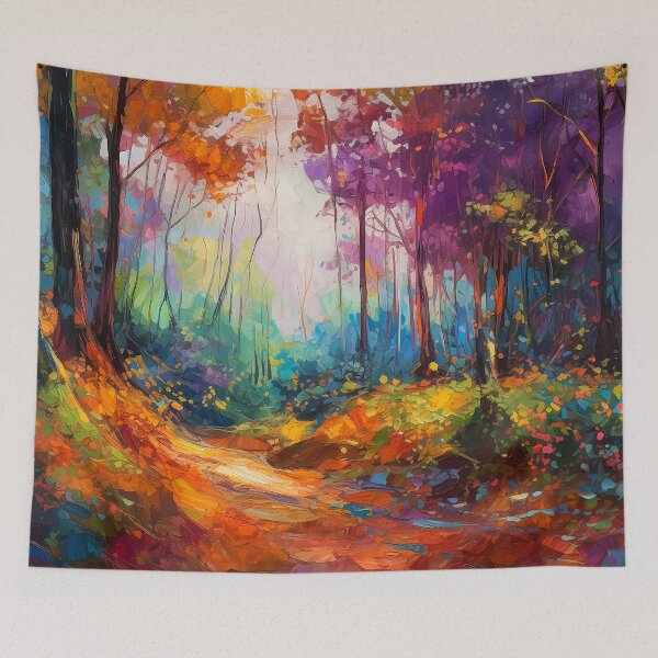 Item preview, Impressionistic woods painting 5 designed and sold by Red Witch Art.
