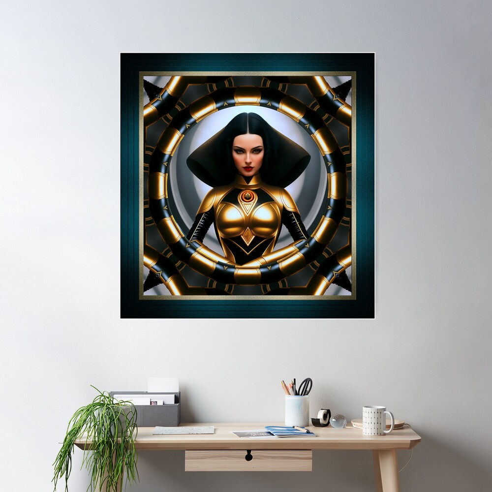 The Dalvin Queen Beautiful Fantasy AI Concept Art Portrait by Xzendor7 Wall Decor Poster