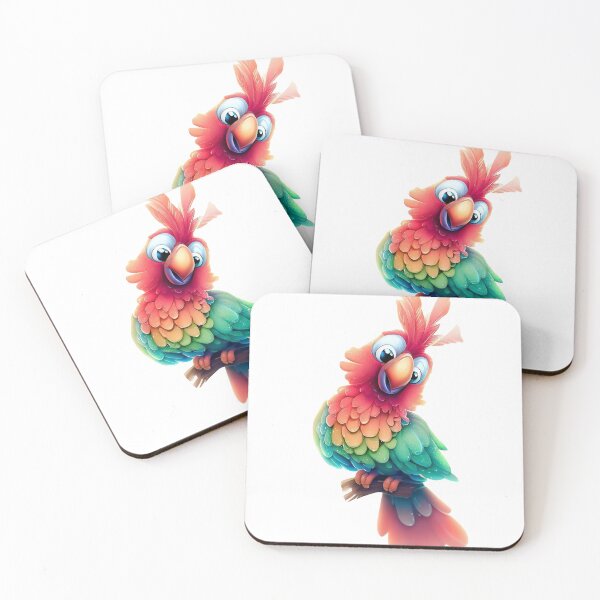 Item preview, Funny colorful parrot cartoon art designed and sold by TomFrontierArt.