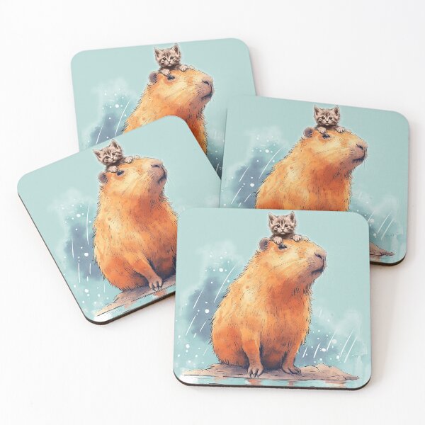Item preview, Capybara and friends (It needed a kitten) designed and sold by Bug & Brush.