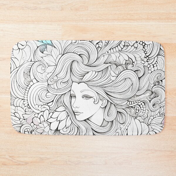 Item preview, Young Woman's Flowing Hair Merging with Natural Elements designed and sold by Lap-lab.
