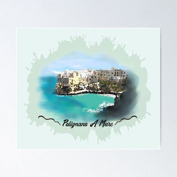 Polignano a mare poster di viaggio, fotografia Puglia Italia, poster  Italia, arte murale mediterranea, arte murale costiera, foto spiaggia  italiana -  Italia