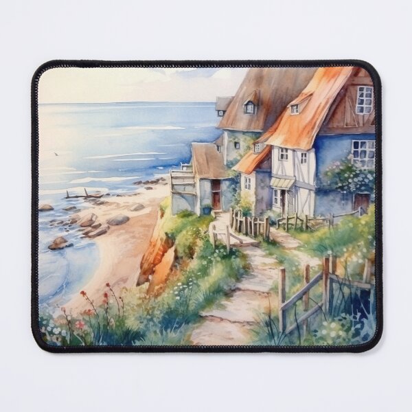 Item preview, Romantic village by the ocean designed and sold by Ocean-Lana.