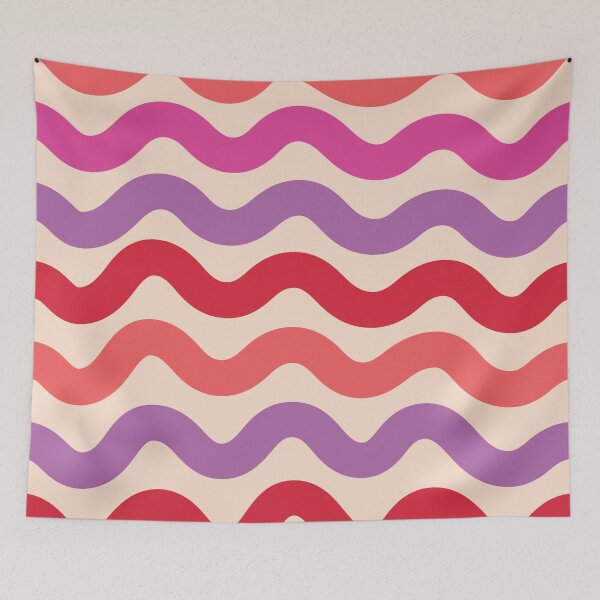 Item preview, Retro 70s Groovy Pink and Purple Waves Pattern designed and sold by Yasminepatterns .