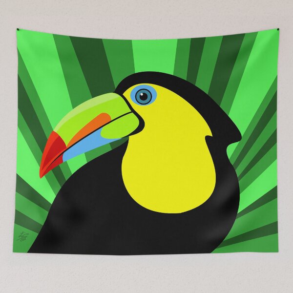 Item preview, Keel-billed Toucan with Stylized background fronds Pattern designed and sold by studioart.