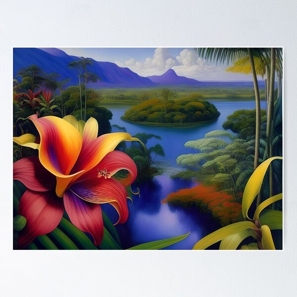 Poster for Passionsblumen von und 4 von Regenwald tropischen blauem Ferro Calla-Lilien, Palmen und Sale mit Nr. \