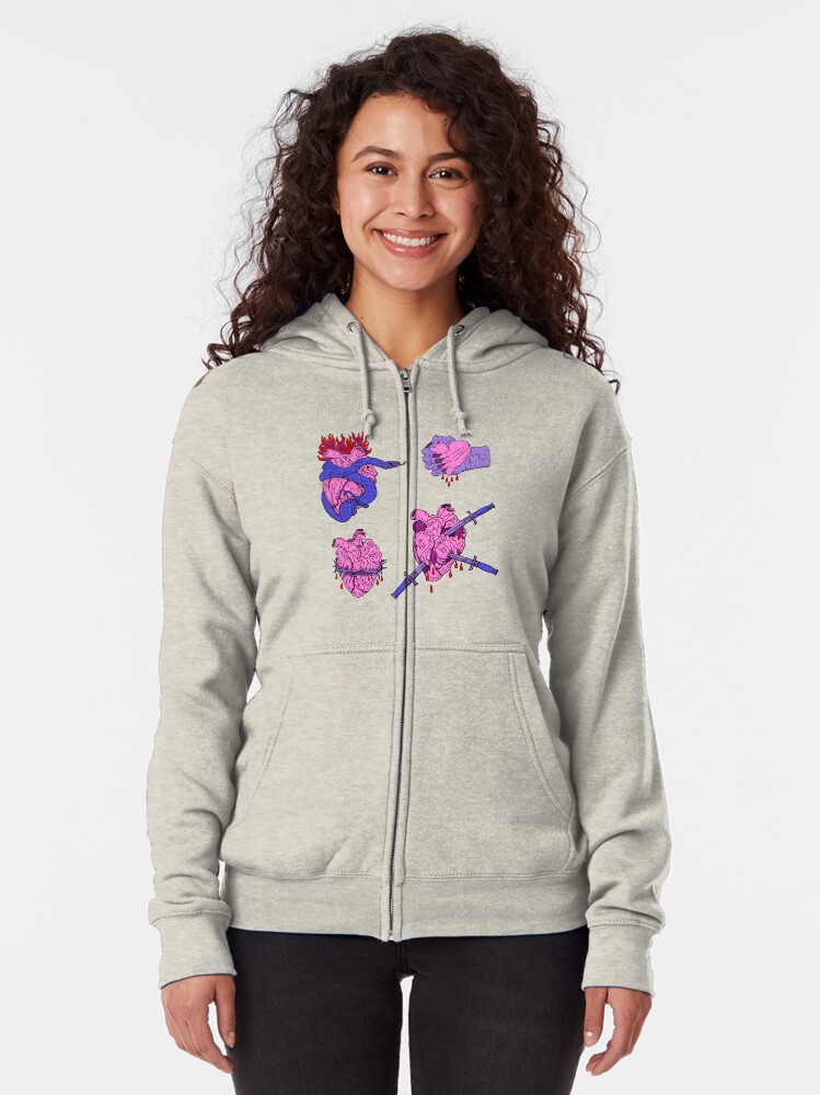 Alternate view of Love is evil Zipped Hoodie