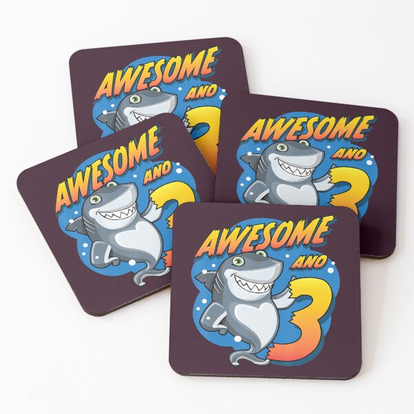 Item preview, Awesome And 3 Shark three Year Old 	 Shark Birthday Party 		 designed and sold by nzbuljqv59.