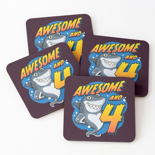 Item preview, Awesome And 4 Shark Four Year Old 	 Shark Birthday Party 		 designed and sold by nzbuljqv59.