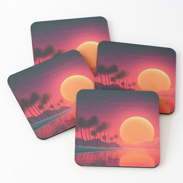 Item preview, A sunset on the beach with palm trees and mountains in the background designed and sold by JoBlack1.