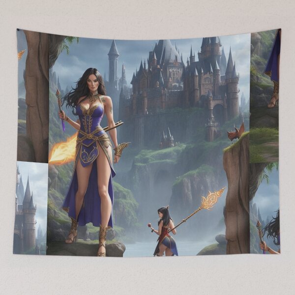 Item preview,  Magical  female Wizard poster art designed and sold by Vintage Designs +.