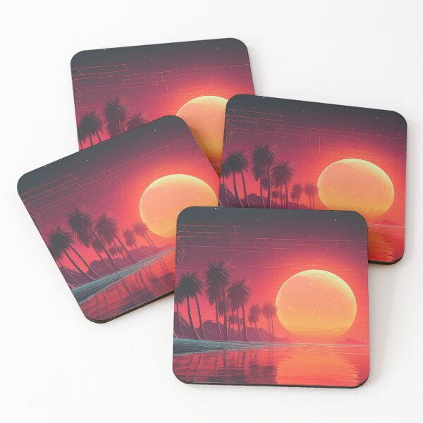 Item preview, A sunset on the beach with palm trees and a red sky designed and sold by JoBlack1.