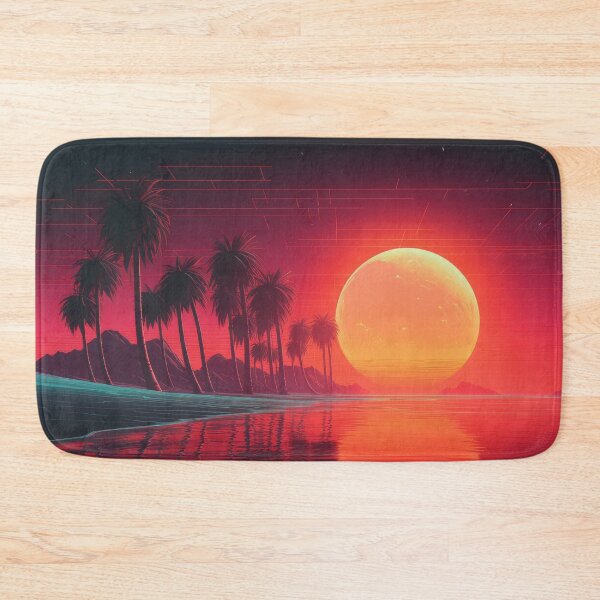 Item preview, A sunset on the beach with palm trees and a red sky designed and sold by JoBlack1.