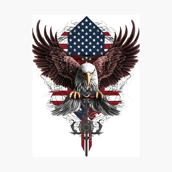 Artikel-Vorschau von Eine patriotische Feier des Unabhängigkeitstages mit Adler und Flagge, designt und verkauft von Authentic-Merch.