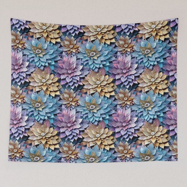 Item preview, 3D Violet/Gold Flower motif designed and sold by ChromiaTechArt.