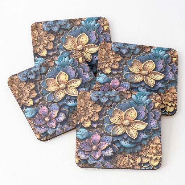 Item preview, 3D Gold/Violet Flower motif designed and sold by ChromiaTechArt.