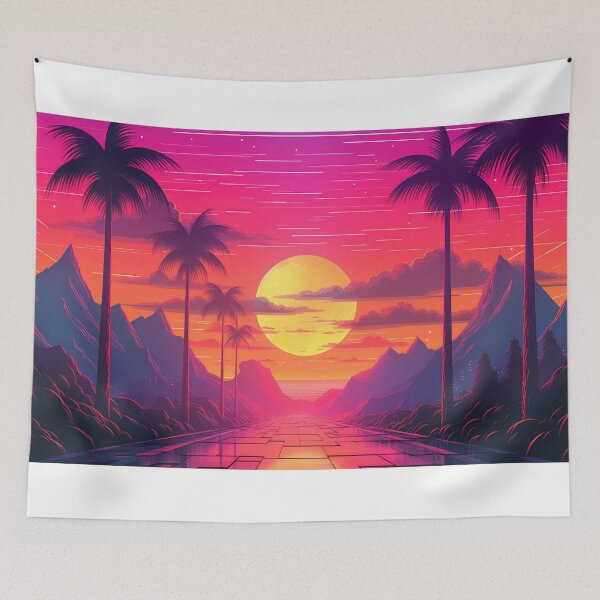 Item preview, Sunset with palm trees and mountains designed and sold by JoBlack1.