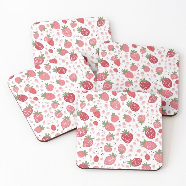 Artikelvorschau, Juicy Strawberries: Vibrant Pattern of Red Fruits and Pink Background entworfen und verkauft von SweetMagicDream.