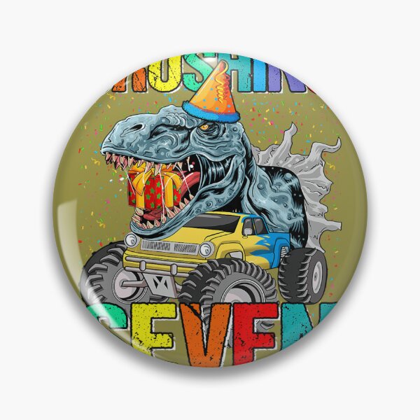 Item preview, Crushing Seven Birthday Monster Truck Dinosaur 	 	 designed and sold by wrgbxketek55.