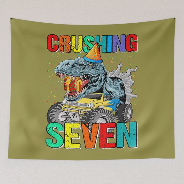 Item preview, Crushing Seven Birthday Monster Truck Dinosaur 	 	 designed and sold by wrgbxketek55.