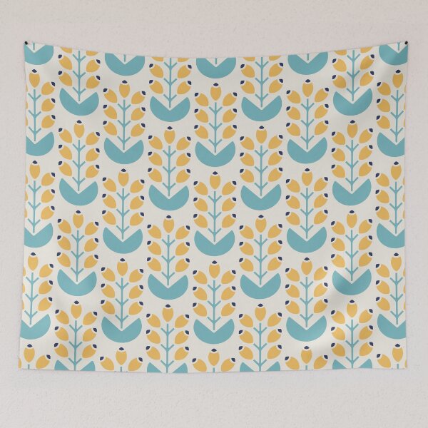 Item preview, KF 0021 C - Vintage Retro Berries Minimalist 70s Modern Geometric Floral Pattern designed and sold by KhakiFinch.