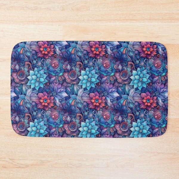 Item preview, Blue pink Flower motif designed and sold by ChromiaTechArt.