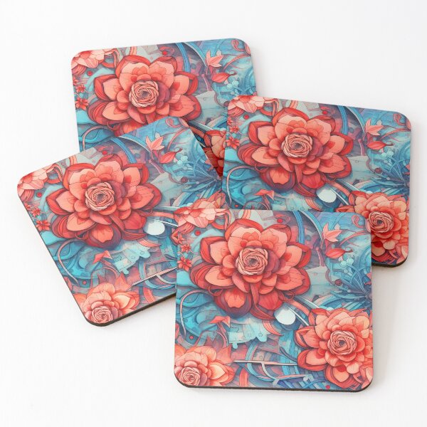 Item preview, Red Flower motif designed and sold by ChromiaTechArt.