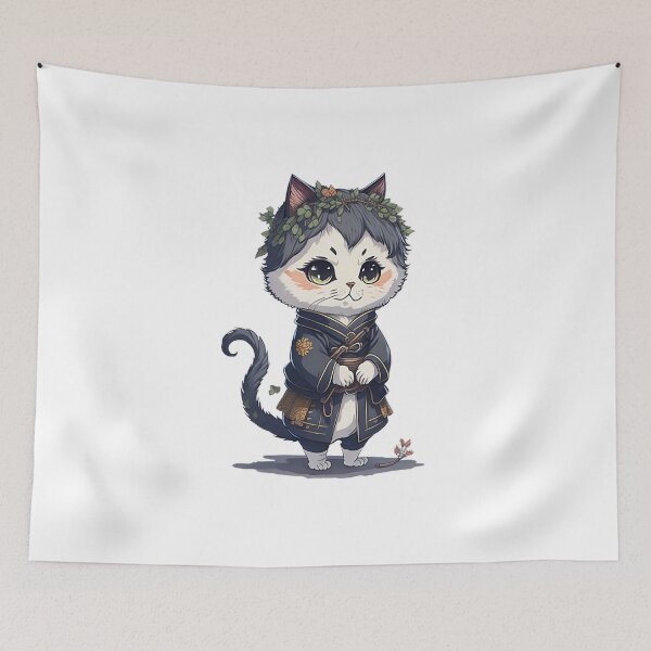 Item preview, Illustration of an adorable and cute baby cat dressed in a traditional Japanese costume designed and sold by Redwal15.
