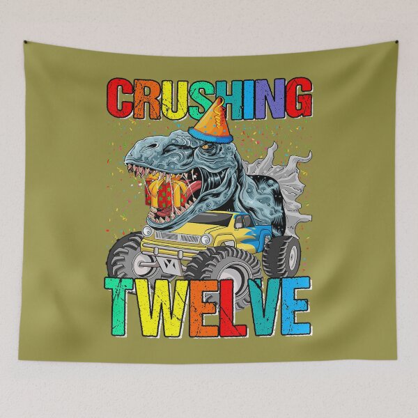 Item preview, Crushing Twelve Birthday Monster Truck Dinosaur 	 	 designed and sold by wrgbxketek55.