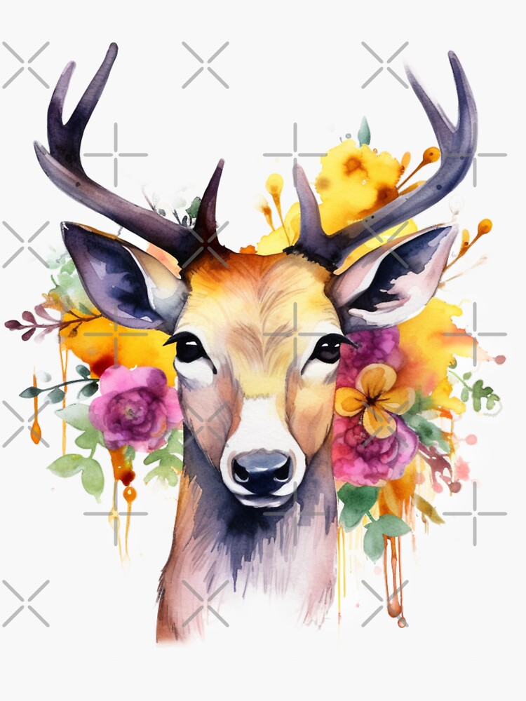 Deer with Flowers | Sticker