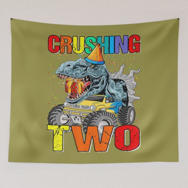 Item preview, Crushing Two Birthday Monster Truck Dinosaur 	 	 designed and sold by wrgbxketek55.